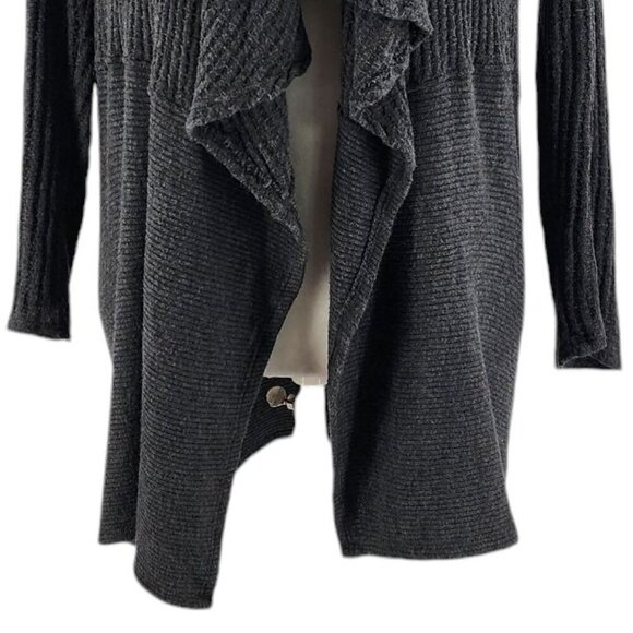 Velvet by Graham & Spencer Waffle Ribbed Knit Gray Cardigan Sweater Womens Small - Picture 6 of 9